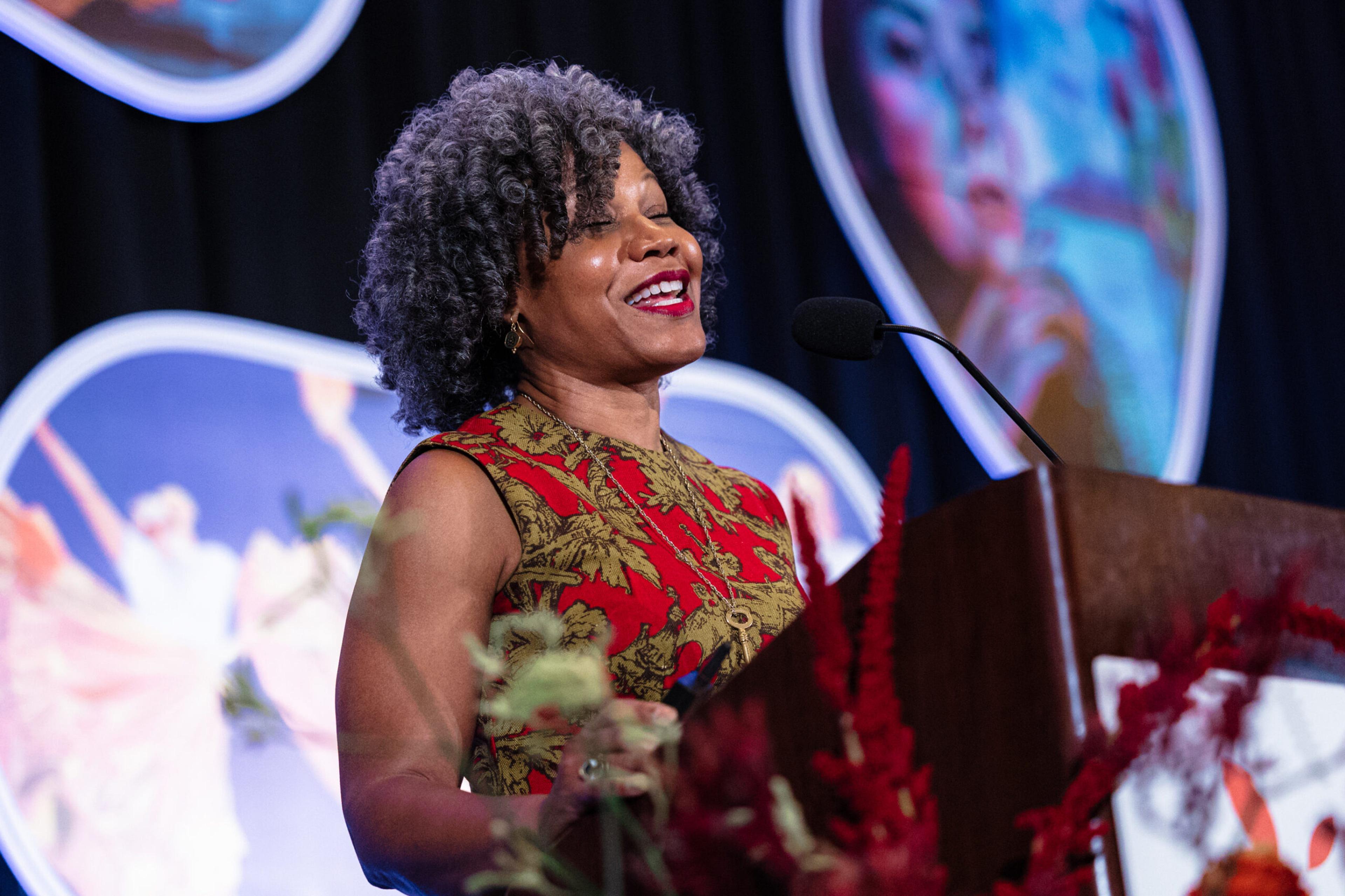 Majora Carter speaking during Take Root, our 2023 annual luncheon.