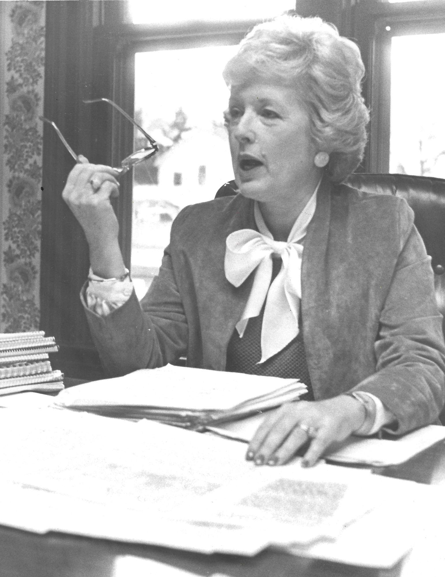 Mary Granger in her office as the southwest Washington representative to Governor John Spellman.